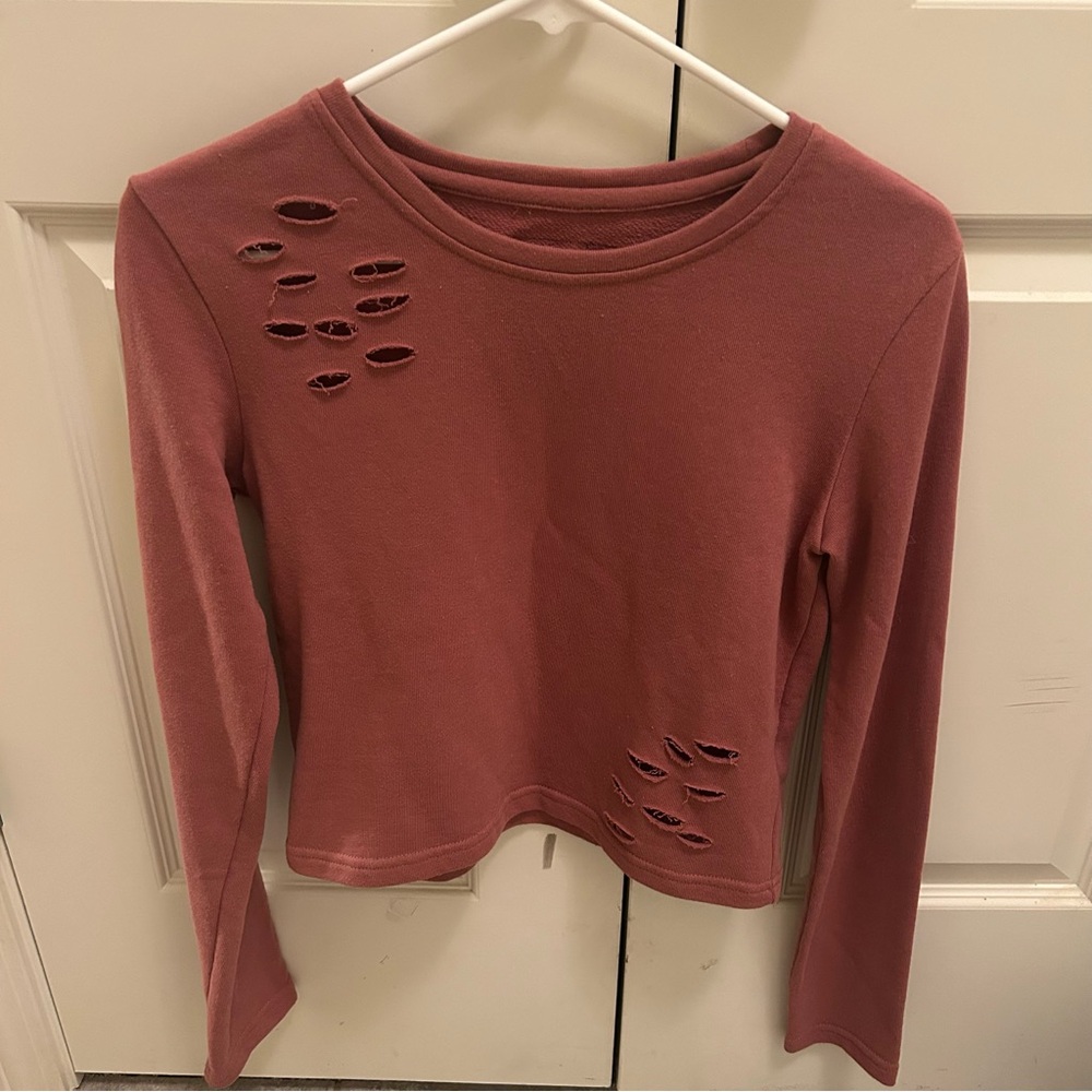Alphalete Women's Distressed Long Sleeve Top - Pink